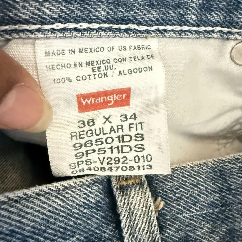 Wrangler Premium Quality Jeans Men 36x34 Blue Denim Straight Leg Cotton Regular